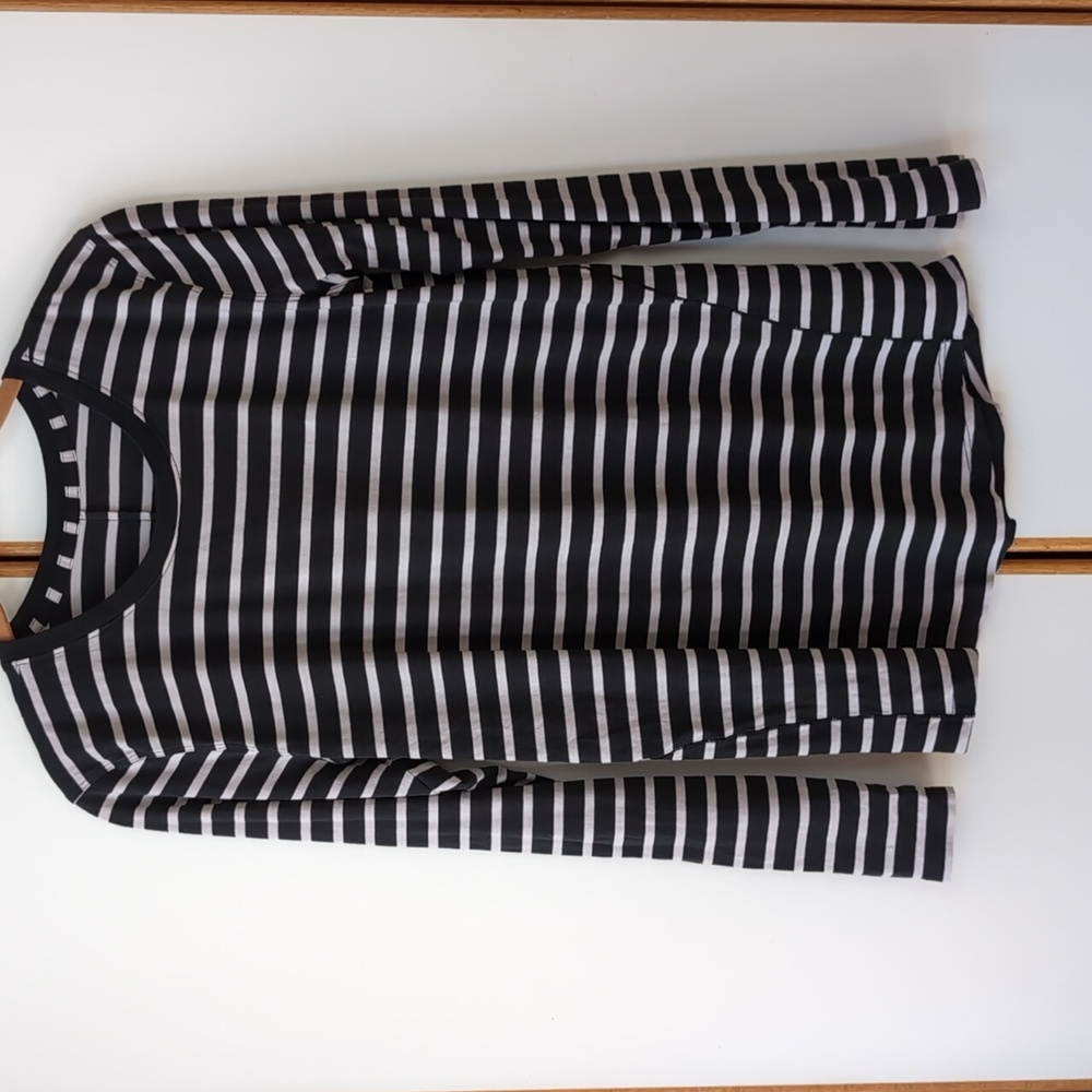 Lululemon Ever Ready Long Sleeve 6 Yachtie Stripe Black Chrome M
